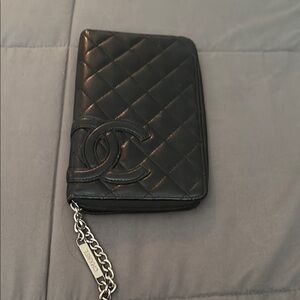 Chanel Black Quilted Leather Wallet with Chain